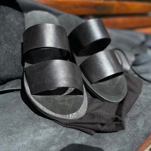 Custon Hand made black leather high quality sandals